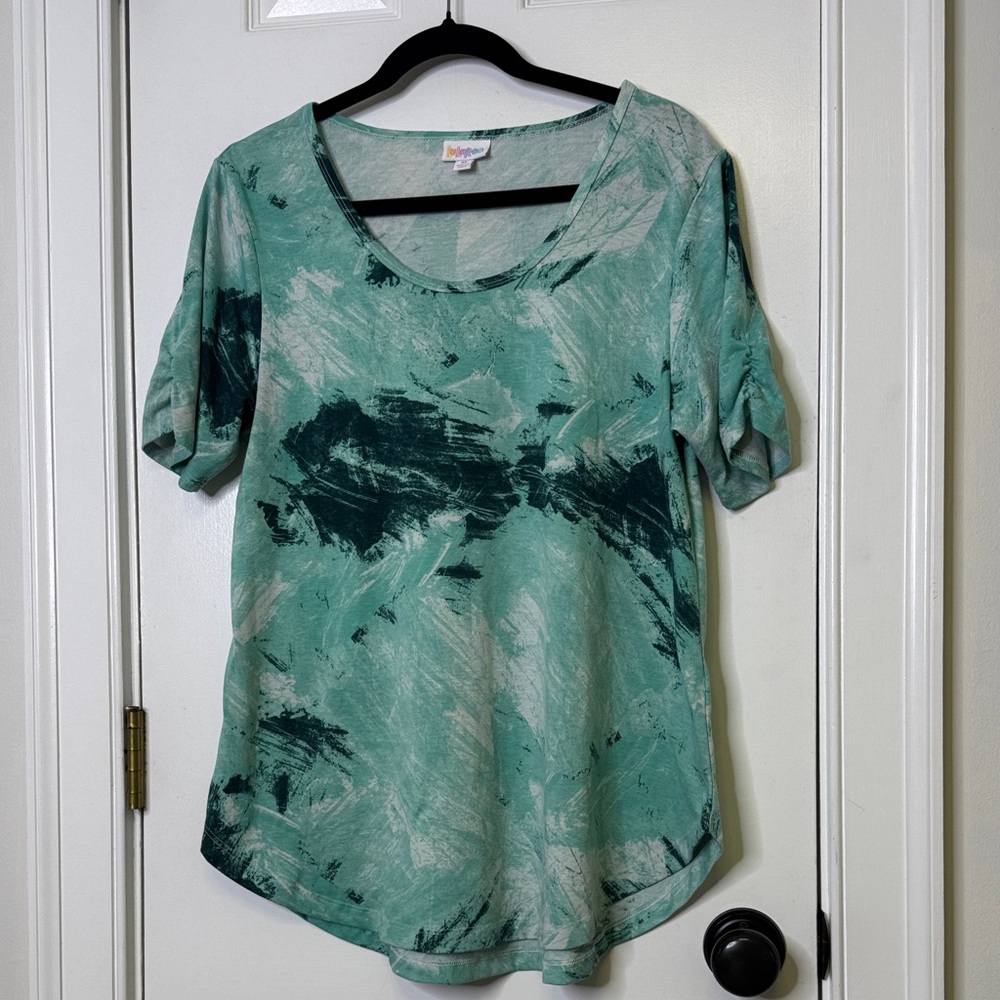 LuLaRoe Green Abstract Print Blouse